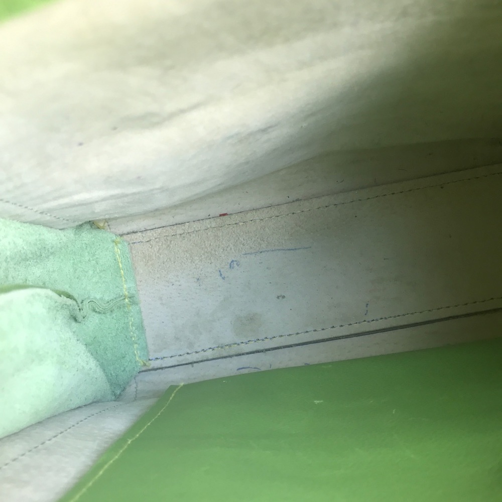 SOLD!! Hans Koch Ltd Soho NY leather bag 1 of a kind lime green blue rare VINT… - Picture 15 of 16
